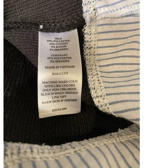 Socialite Cowl Neck Twofer Top Small Black with Blue & White Pinstripe NEW - Picture 6 of 8